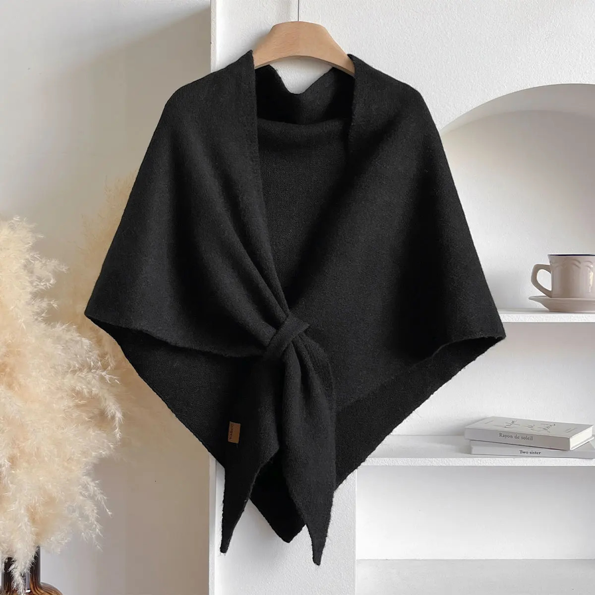 Womens Fashion Knitted Shawl Triangle Scarf Solid Color Scarf Cape Outdoor Casual 251016
