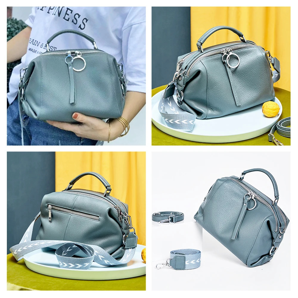 Zency Womens Handbag Genuine Leather Cowhide Cross Body Bags Ladies Shoulder Top Handle Satchel Trendy Boston Shopper 251014