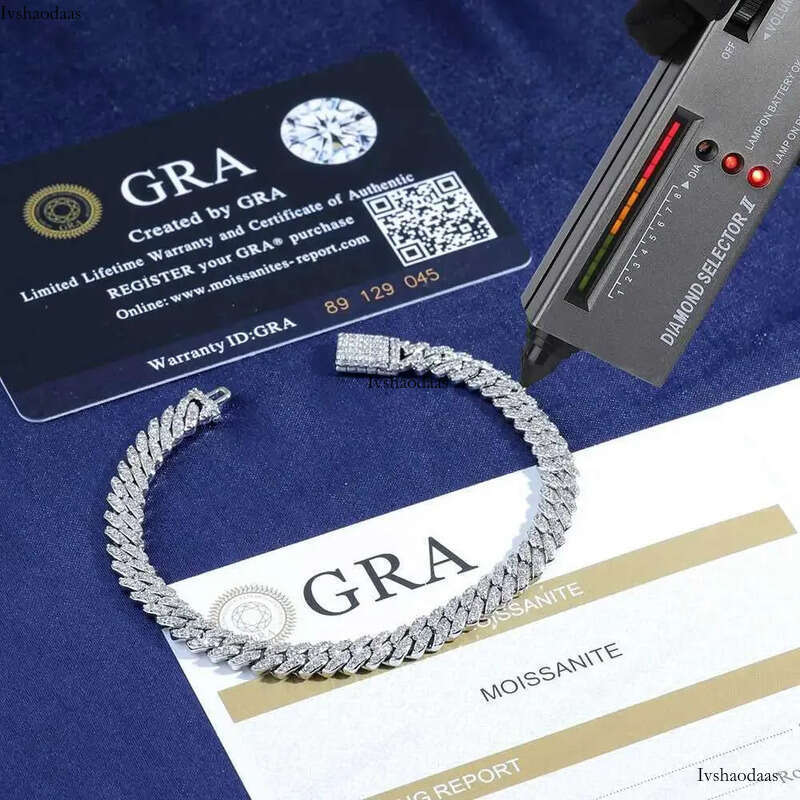 6mm Pass Test Moissanite Cuban Link Chain Sterling Sier VVS Dia Iced Out Women Single Rows Thin Necklace