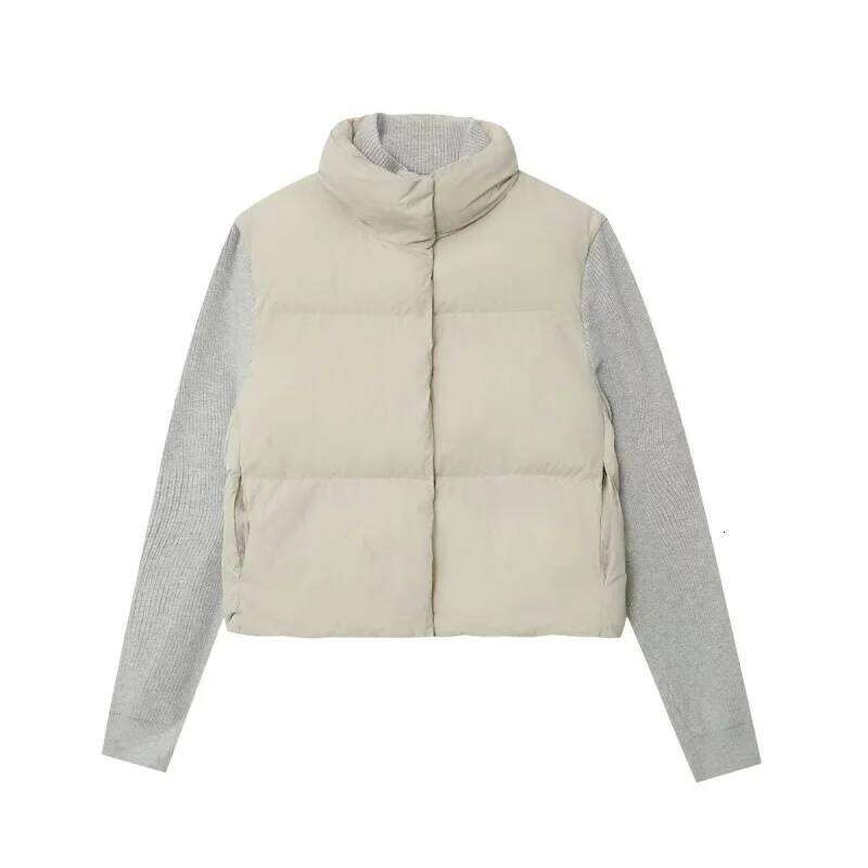 hoodie new product women's fashionable knitted patchwork stand-up collar long-sleeved cotton warm jacket coat jacket