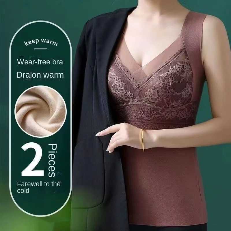 Women winter thermal underwear interior tshirts Lace sexy lingerie heaters woman Tops Dresses thermal regatta camisole with bra T251018