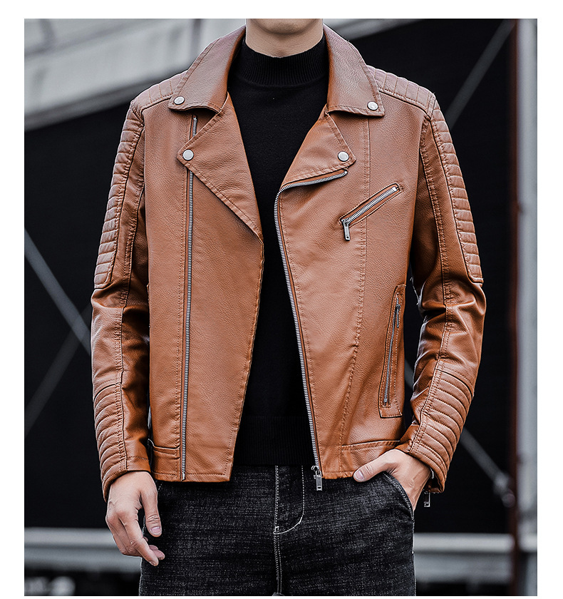 Leather Jacket Men Collar Slim Pu Overcoat fashion Motorcycle Causal Coat Mens Moto Biker Leather Coat jacket man designer cardigan Retro Casual Hoode