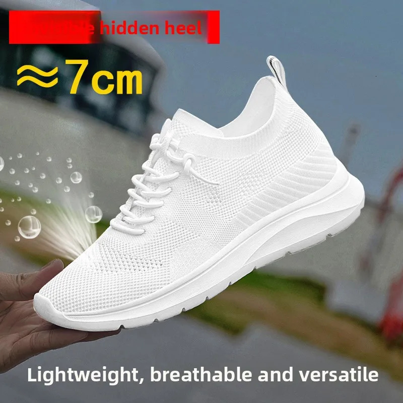 Summer Heightening Shoes Mesh Breathable Elevator Shoes for Men Height Increase Insole 57CM Lift Men Sneakers Sport Shoes 251013