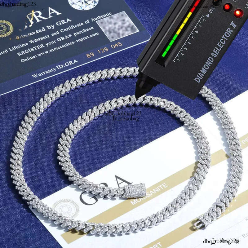 NUOYA Hight Quality 6MM VVS Moissanite k Hip Hop Jewelry Women White Gold Sier Cuban Chain Necklace For Gift