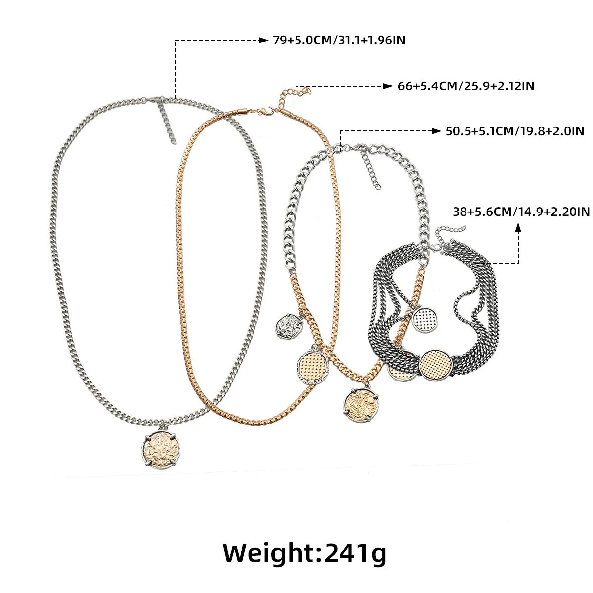 ZAA Fashion Womens Necklaces Punk Multilayer Necklace Round Coin Pendant Choker Jewelry Neck Accessories 2025 251015 - view 3