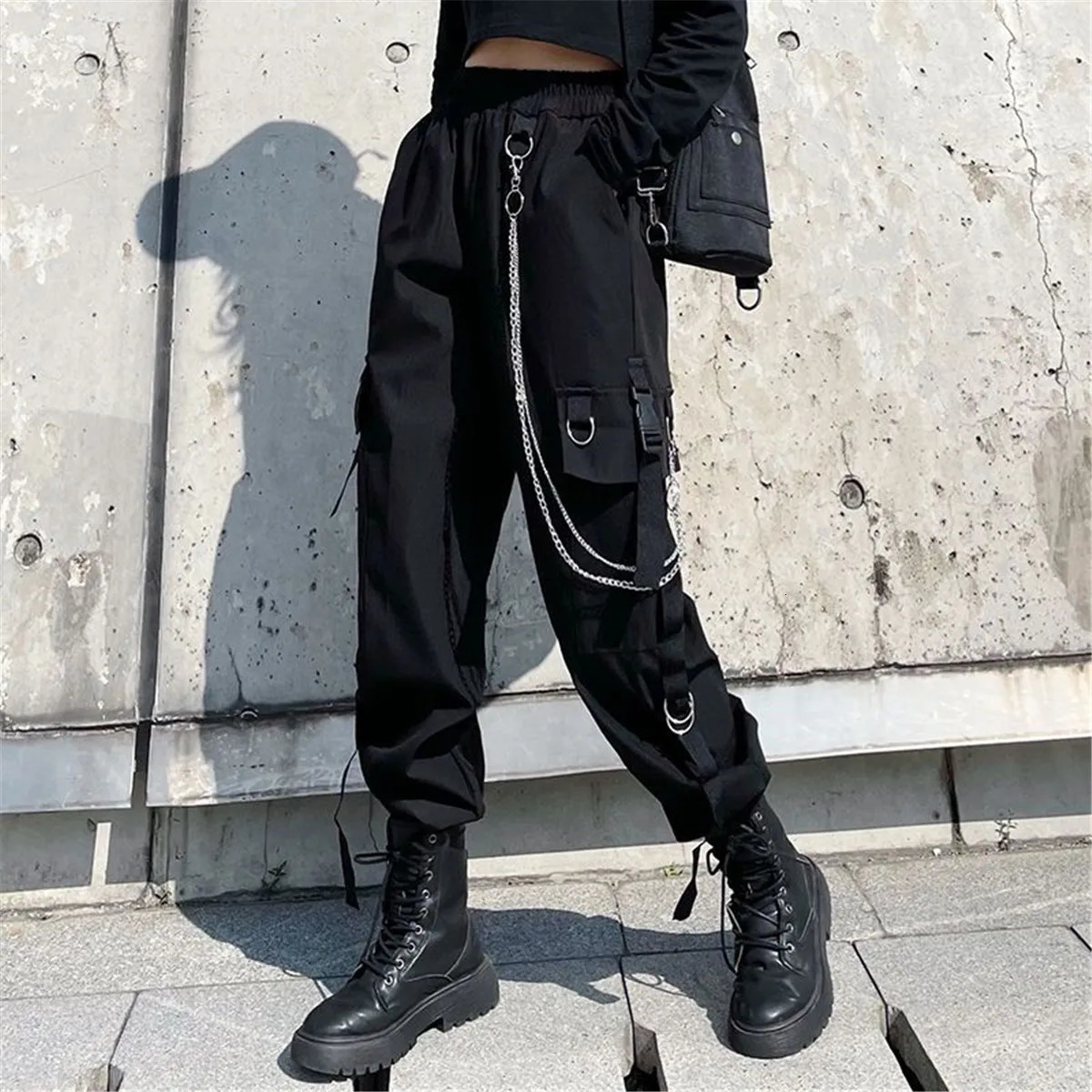 Hip Hop Cargo Pants Men Women Baggy Tactical Trouser With Nwcklace Fashion Stududet Summer Outwork Joggers Female 251017