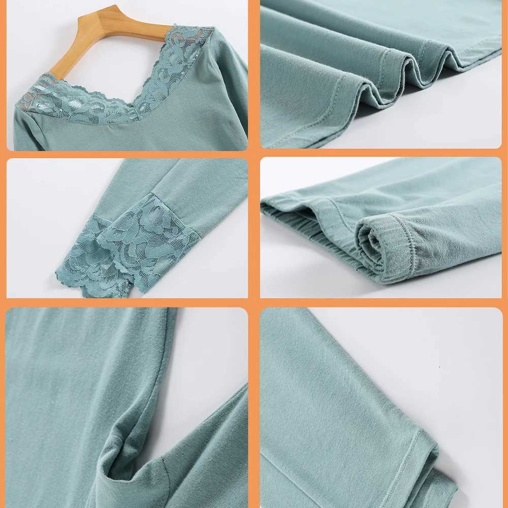 Womens Thermal Underwear Cotton Woman Winter Clothing Sexy Lingerie Set Long Johns Lace Bottoming Thermal Shirt Pant Sets 2Pcs T251018