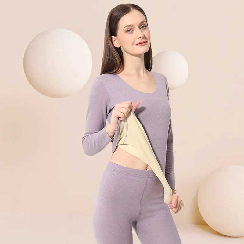 Womens Seamless Doublesided Thermal Underwear Autumn Winter Womens Inner Wear Tops Pants Twopiece Set Thermal Women Clothes T251018