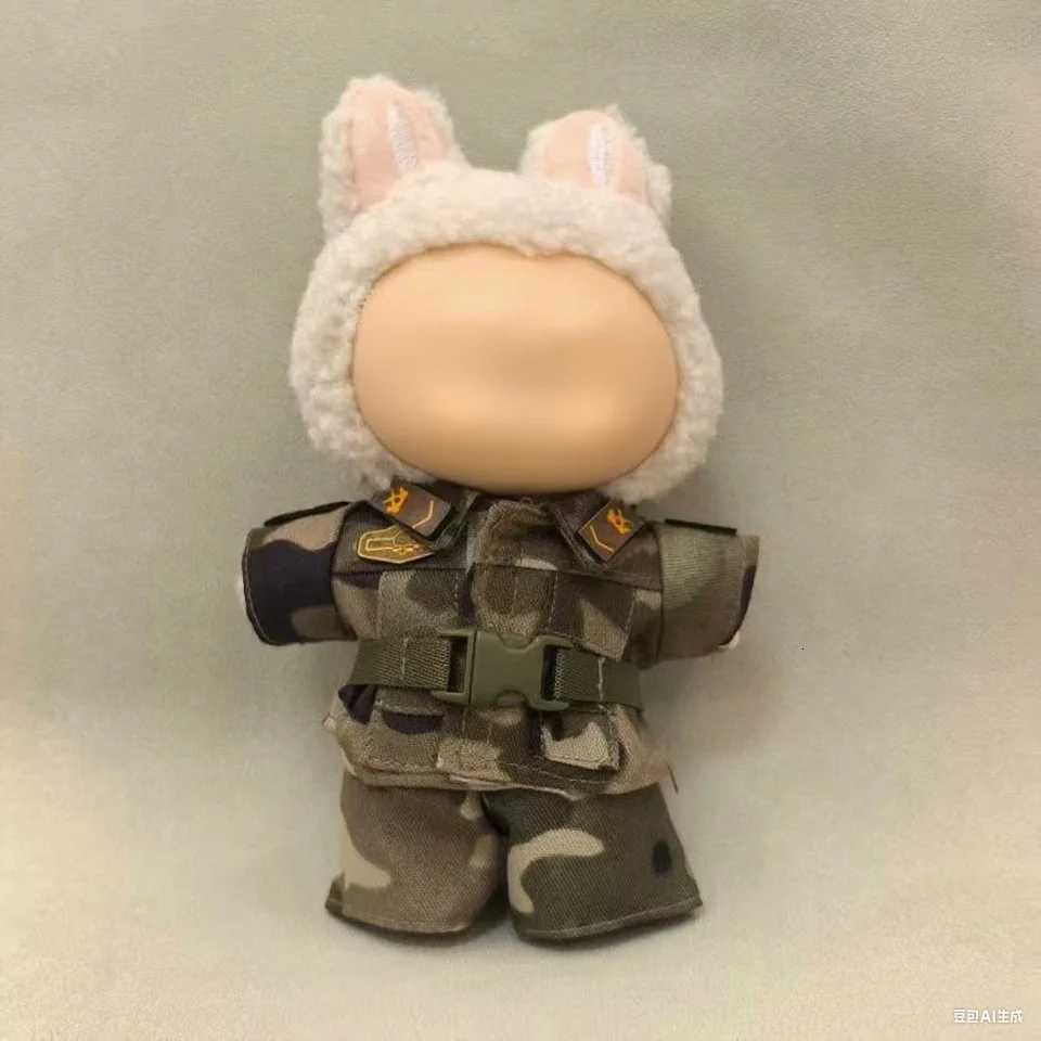 Anime for 17cm Labubu Doll Outfits Designer Luxury Doll Clothes Plush Toys Military uniform Set Soldier Clothes Accessories GiftT251018