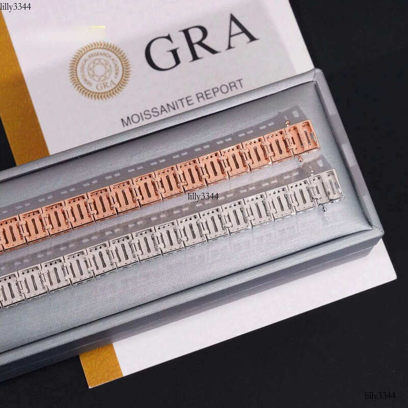 Hip Hop Style Sterling Sier 9mm Width Baguette Dia Moissanite Tennis Bracelet