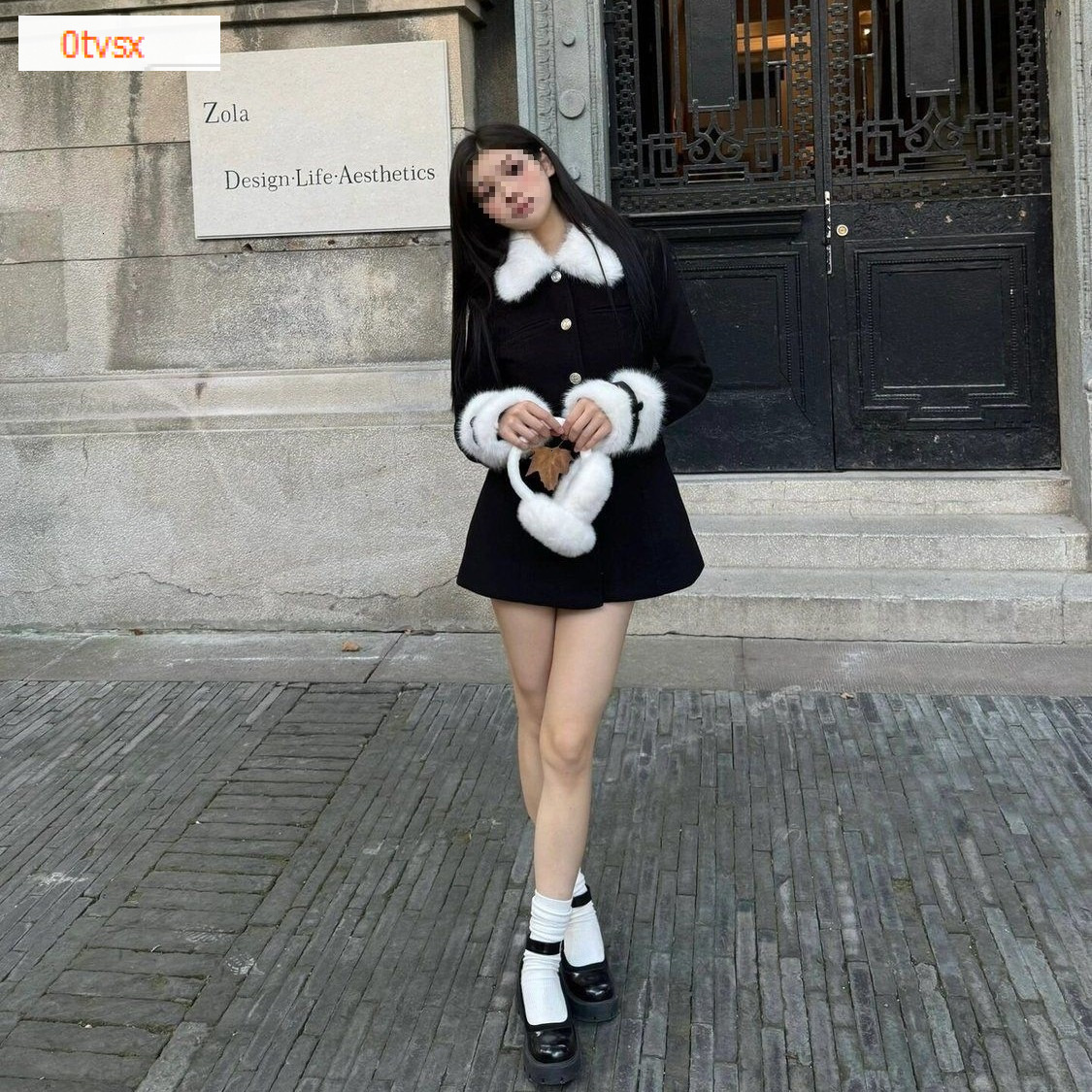 2025 autumn design and winter designer jacket new luxury top rich woman patchwork leather collar women's dress social elegant high-end unique ver