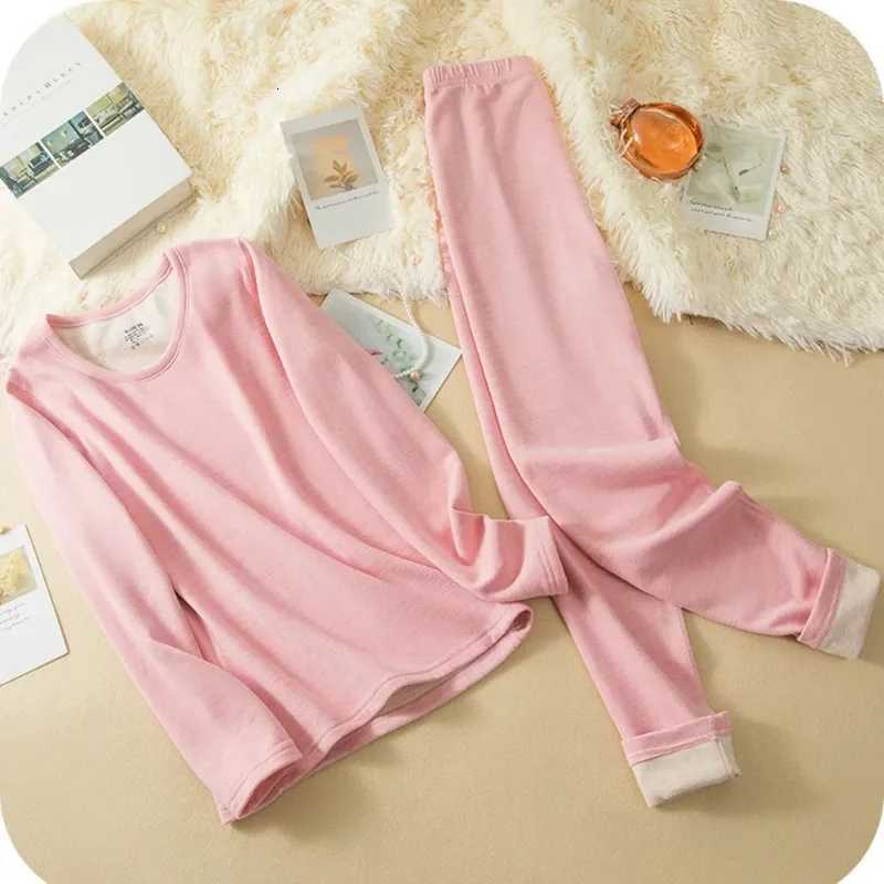 Women Thermal Underwear Set Wool And Silk Double Layer Thickened Fleece Brushed Thermal Shirt Mens Leggings Sexy Thermal Pants T251018