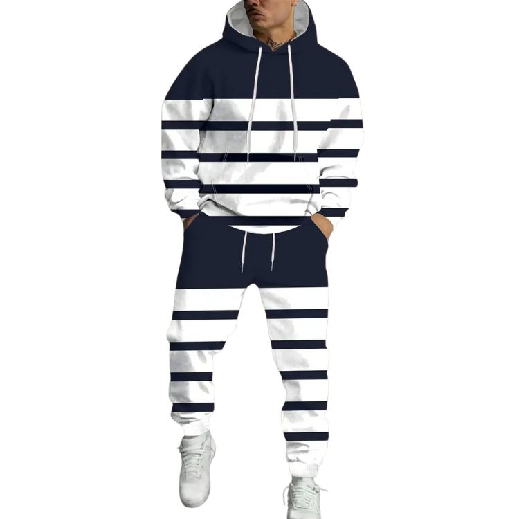 Men's Striped Color Block Hoodie Set - 2 Piece Casual Streetwear Tracksuit 2-3-3