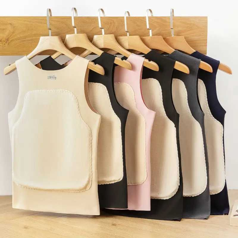 Autumn Winter Womens Patch Thickened Thermal Vest Casual Mens Sexy Winter Thermals Tank Top Heating Tops Warm Gym Fitness Shirt T251018