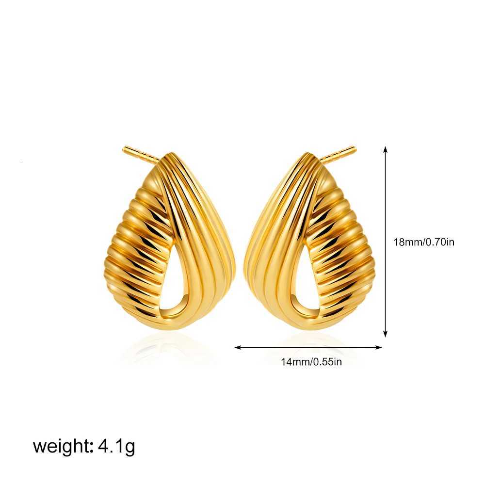 Vintage stainless steel staggered striped hollow water drop earrings with water drop texture earrings with temperament persona Y251018