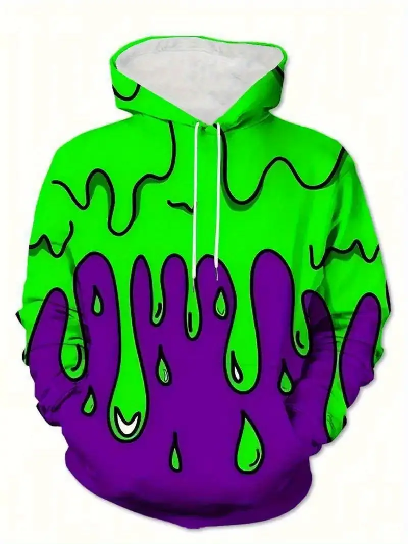 Men's Oversized Dripping Graphic Hoodie - Streetwear Casual Sweatshirt 2-2-2