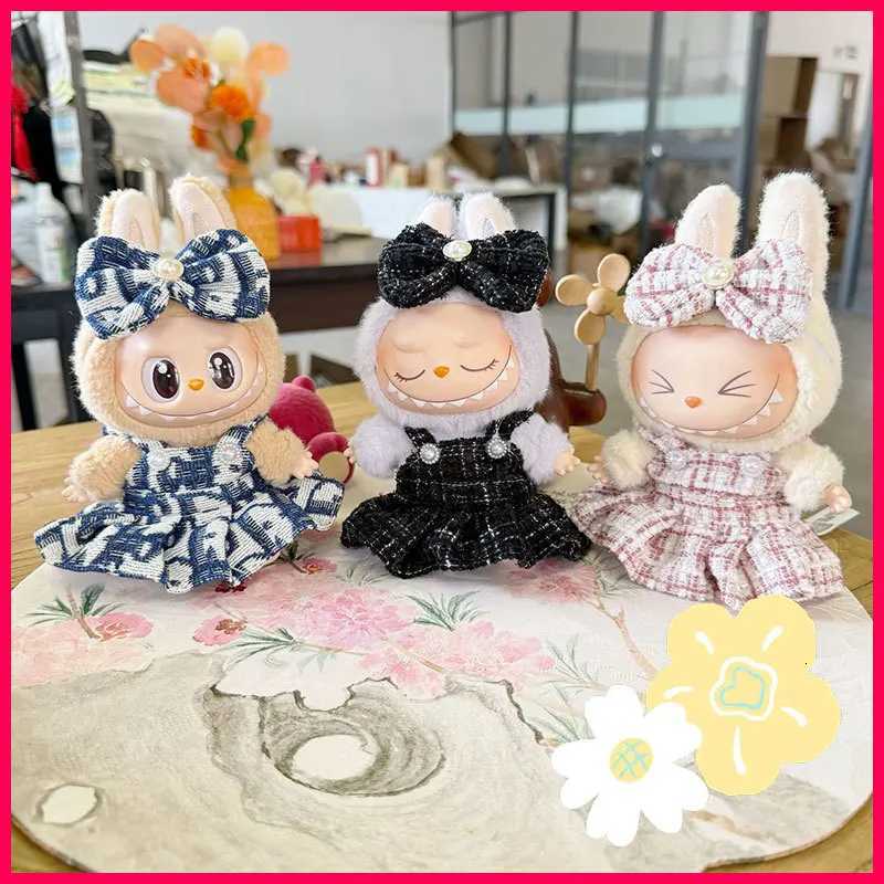 For Labubu 17 Cm Doll Dress Set Accessories Fashion Designer Black And White Plaid Dress Set Diy Mini Doll Dress Girl GiftT251018