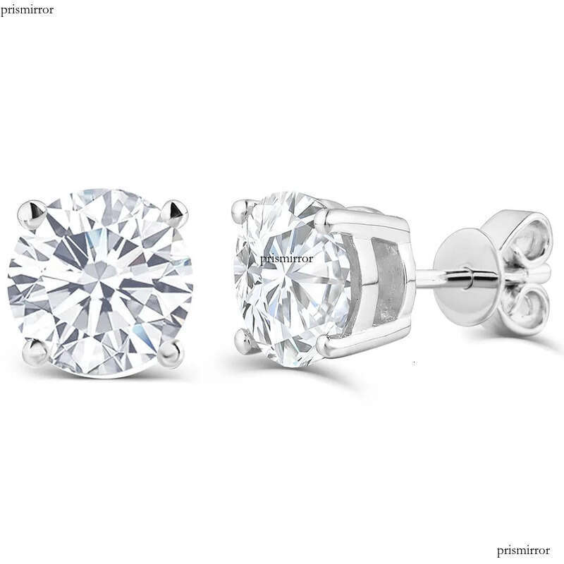 Real Sterling Sier Stud Classic 6-8mm Round Created Moissanite Earrings for Women wedding Jewelry female CX200624