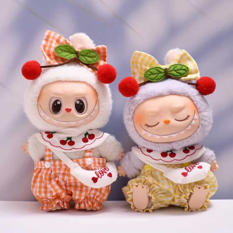 New For Labubu V1 V2 V3 Checked Cherry Skirt Set for Ropa Labubu Doll Outfit AccessoriesT251018