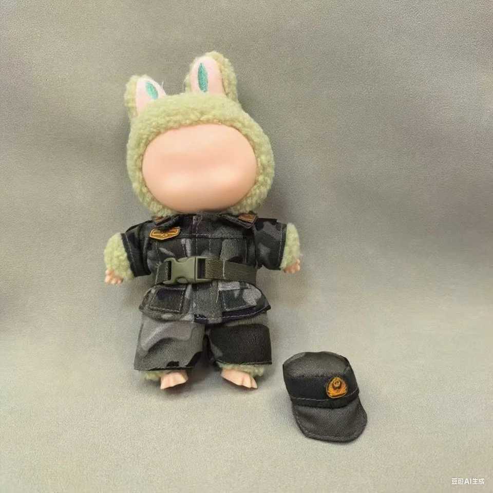 Anime for 17cm Labubu Doll Outfits Designer Luxury Doll Clothes Plush Toys Military uniform Set Soldier Clothes Accessories GiftT251018