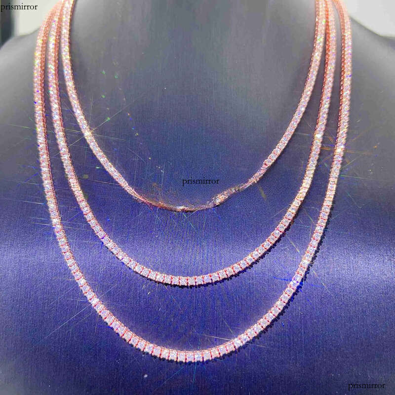 Pass Dia Tester Gra Certified Vvs Moissanite Necklace S Sterling Sier 2mm Tennis Chain