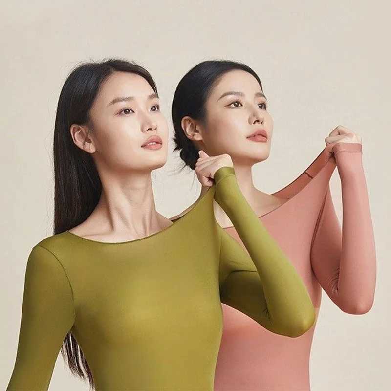 Womens Elastic Long Underwear Set Autumn And Winter Seamless Thickened Doublelayer Thermal Underwear Lady ComfortableUnderwear T251018