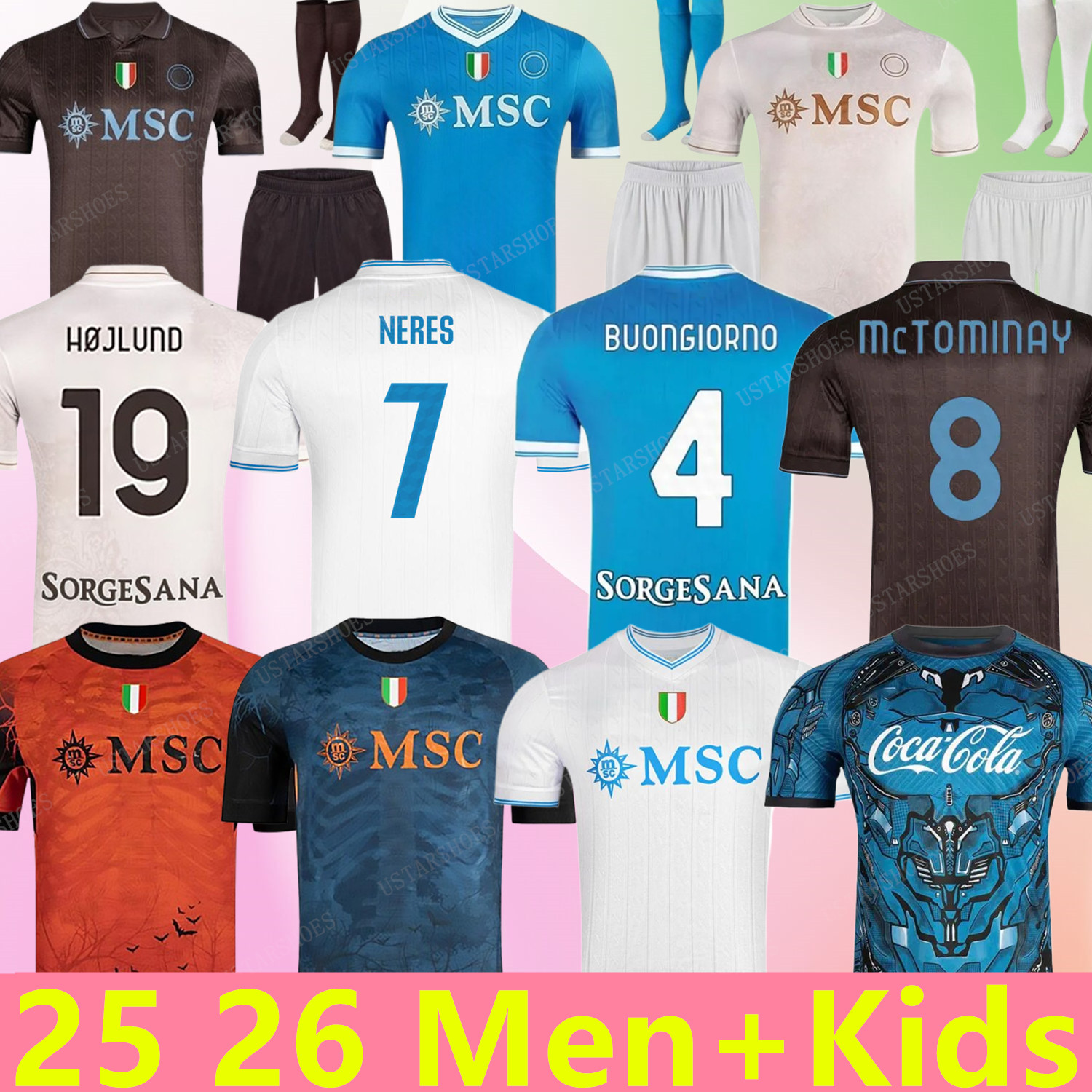 Soccer Jerseys 2025 2026 Partenope Special Shirt KVARATSKHELIA LUKAKU MINJAE Maillot Kid ZIELINSKI H.LOZANO OSIMHEN POLITANO Football Shirts