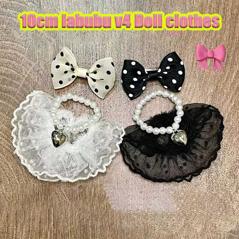 Anime Doll Clothes for 10cm Mini Labubu Doll Outfit Designer Luxury Polka Dot Dress Clothes Toy Labubu V4 Love Doll AccessorieT251018