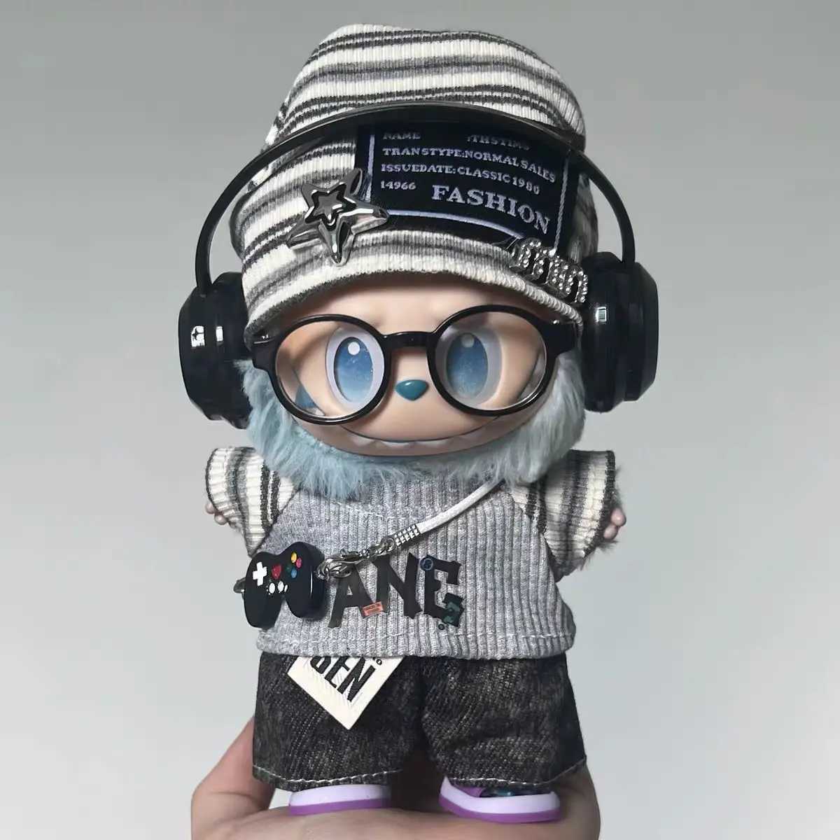 7PCS American Hip Hop Clothes for Labubu Vinyl Doll 17cm V1 V3 DIY Clothes Accessories Toys Gifts Decoration Pendant SetT251018