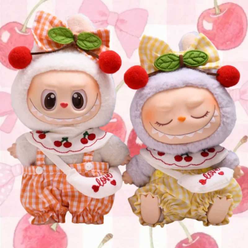 New For Labubu V1 V2 V3 Checked Cherry Skirt Set for Ropa Labubu Doll Outfit AccessoriesT251018