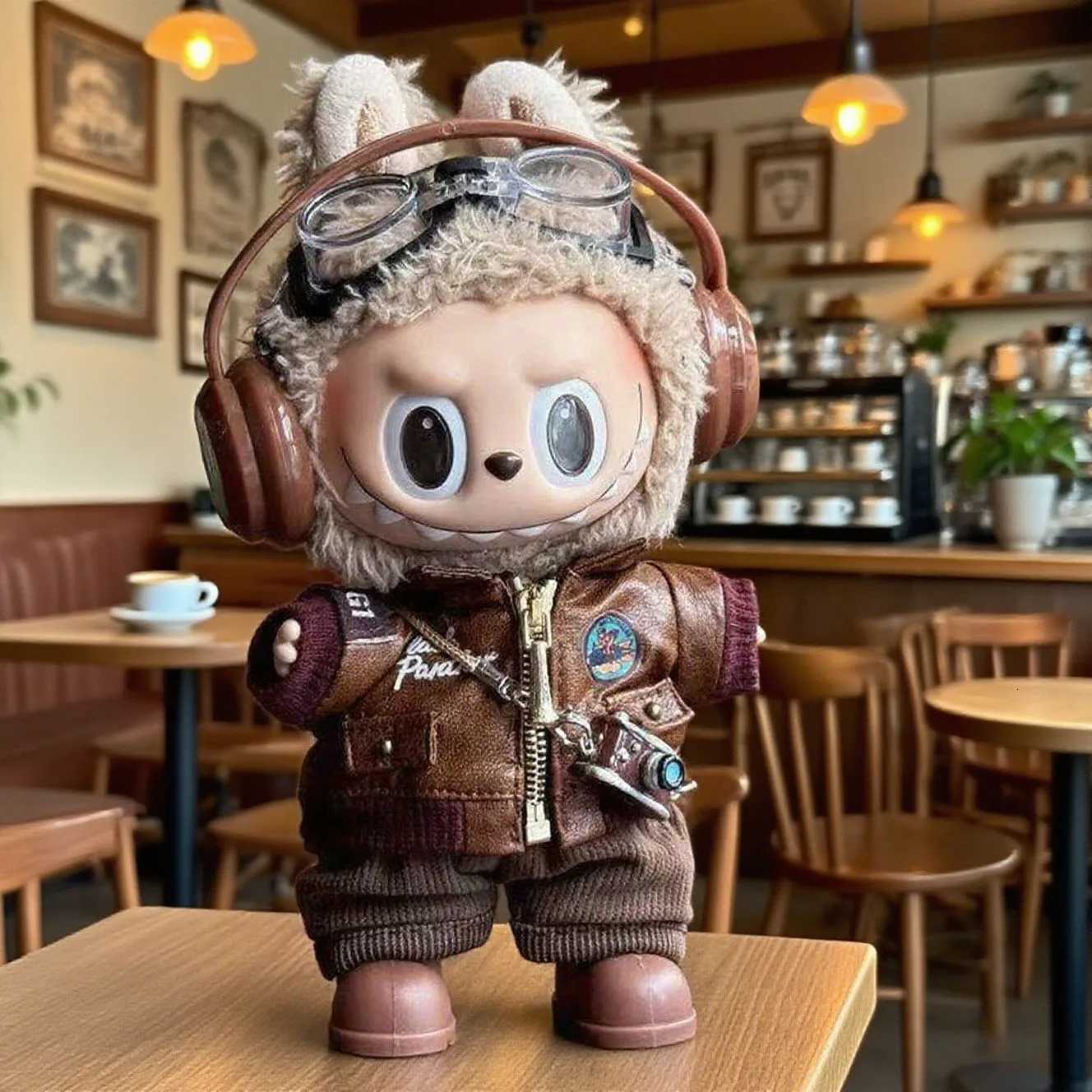 Brown Retro Flying Jacket Fashion Doll Clothes for Labubu Doll Fashion Clothes Set Accessories GiftT251018