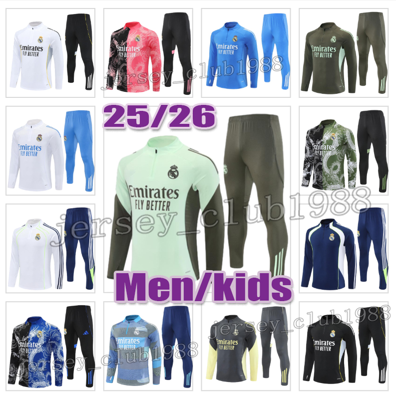 2025 26 Real chandal madrids Tracksuit soccer MBAPPE TRAINING 25 26 VINI JR BELLINGHAM men kid kit football Real madridtracksuits survetement Sportswear