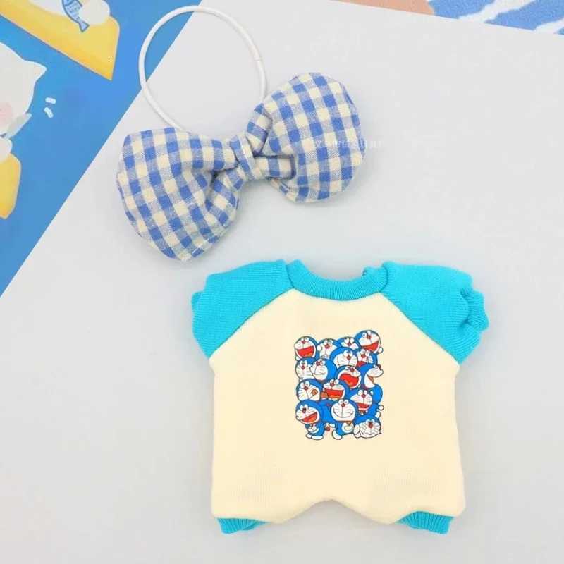 For 17cm Labubu Doll Clothes cute cartoon jumpsuit Doll Clothes sweet set Dolls Accessories grid bow Decoration Little ClothsT251018