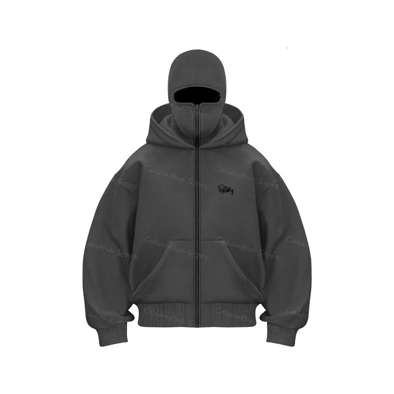 Sweatshirt with Hooded Face Balaclava Zip Hoodie Winter Warm Casual Sports Jacket Outdoor Activities Mask Zipper Mens 251010