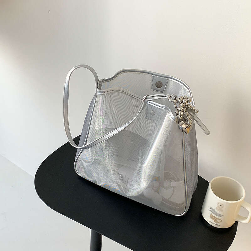 New Mesh Commuter Tote High-End Large Capacity Korean Style Trendy Fashion Summer Versatile Shoulder Bag B5