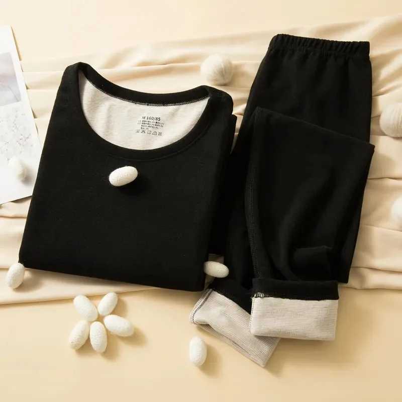 Women Thermal Underwear Set Wool And Silk Double Layer Thickened Fleece Brushed Thermal Shirt Mens Leggings Sexy Thermal Pants T251018