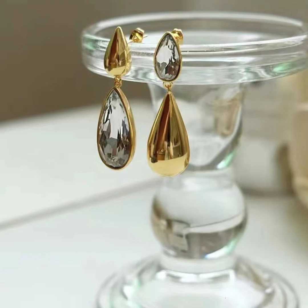 Water Drop Earrings Heavy Metal Water Drop Pendant Asymmetric Earrings Shiny Zircon Sexy Womens Golden Jewelry Christmas Gift Y251018