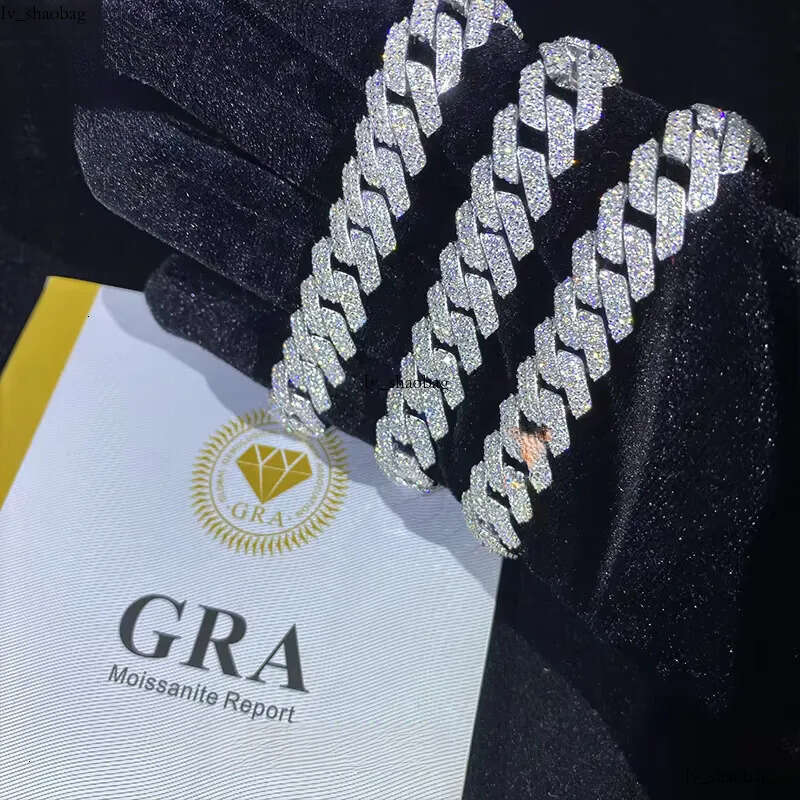 Wholesale 10-14mm Moissanite Fine Jewelry Custom Hip Hop VVS Cuban k Chain Sterg Sier Bracelets Bangles Men Women
