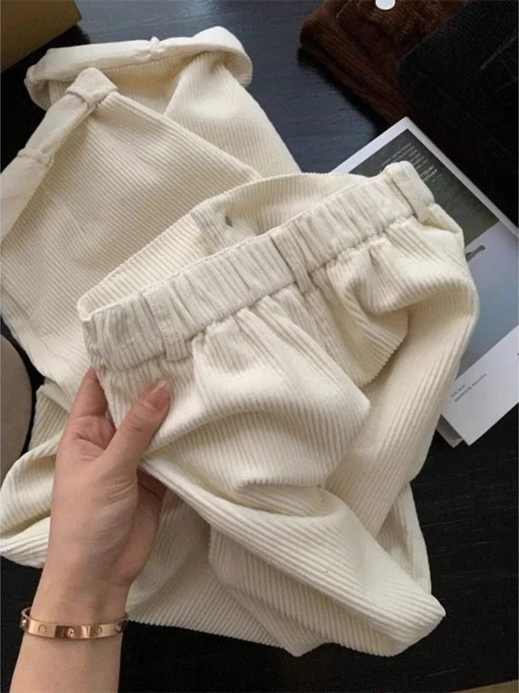 Retro High Waist Straight Corduroy Pants Women Y2k Baggy Wide Leg Trouser Korean Fashion All Match Streetwear Clothes 251017