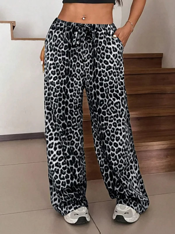 Plus Size Fashion Womens Leopard Print Wide Leg Pants Women All Season Casual 251017