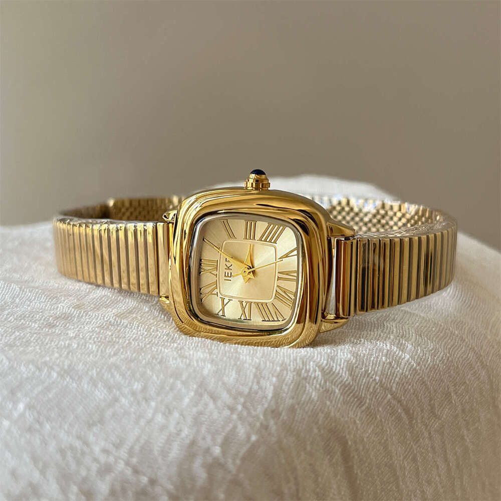 Vintage Style Square Dial Women Niche Designer High-End Quartz for Design Ladies Aixian Nu with Small Gold Watch