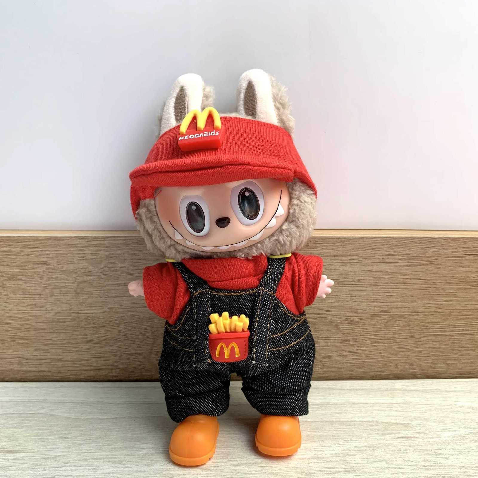 Clothes for Labubu 1517cm Plush doll clothing set lbb hair band tshirt trousers 15cm cotton doll bag dress accessoriesT251018