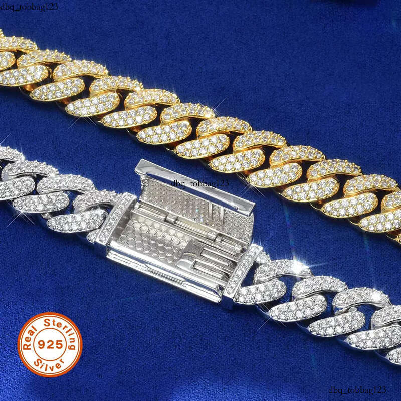 S Sier High Quality 12mm Moissanite Cuban Necklace Bracelet