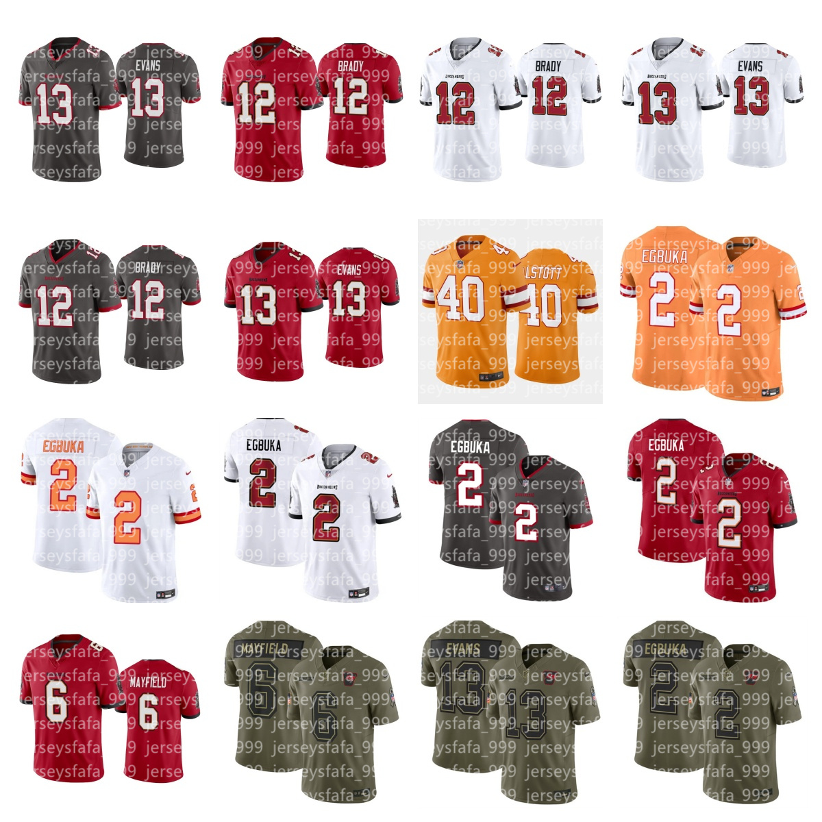 Mike Evans 6 Baker Mayfield Bucky Irving Trey Palmer Lavonte David Antoine Winfield Jr Cade Otton Sean Tucker Sterling Emeka Egbuka Football NFL Buccaneer Jersey