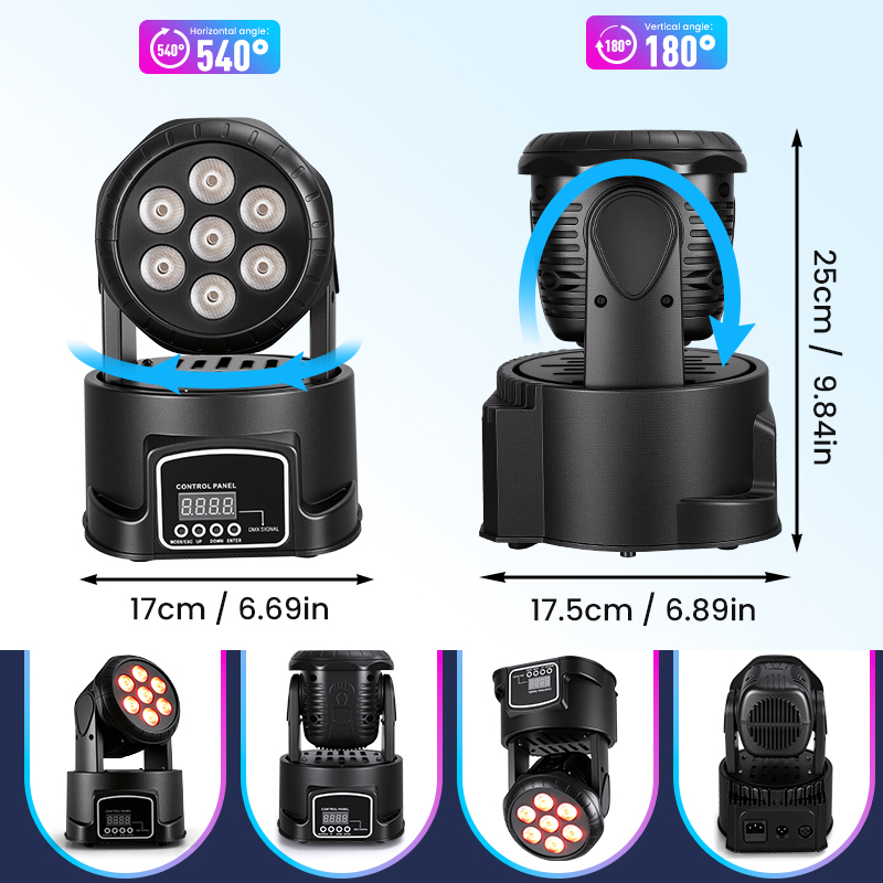 UPS DHL 7 LED lamp beads 54W lamps swaying stage lights Alloy frame with high-temperature resistant plastic Stage party lights