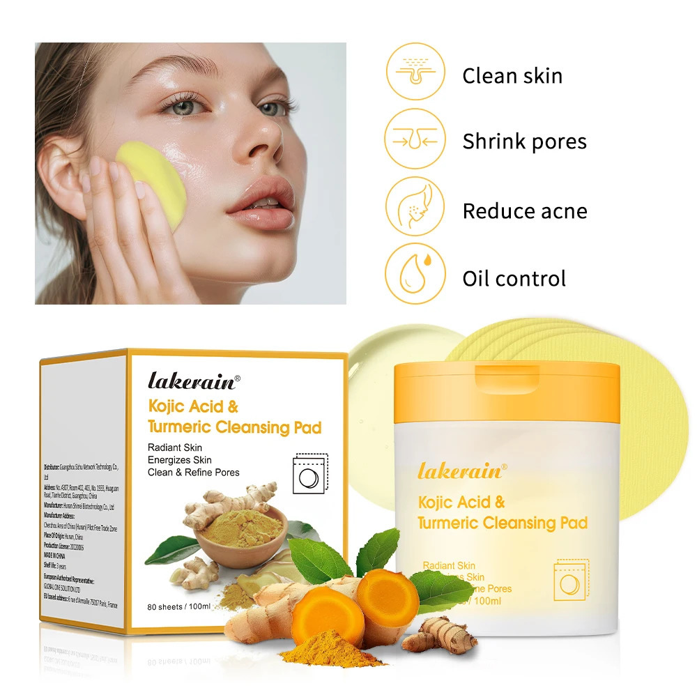 80pcs Turmeric Kojic Acid Cleansing Pads Balance Skin Oil Exfoliating Remove Excess Keratin Facial Sponges For Cleansing 251010