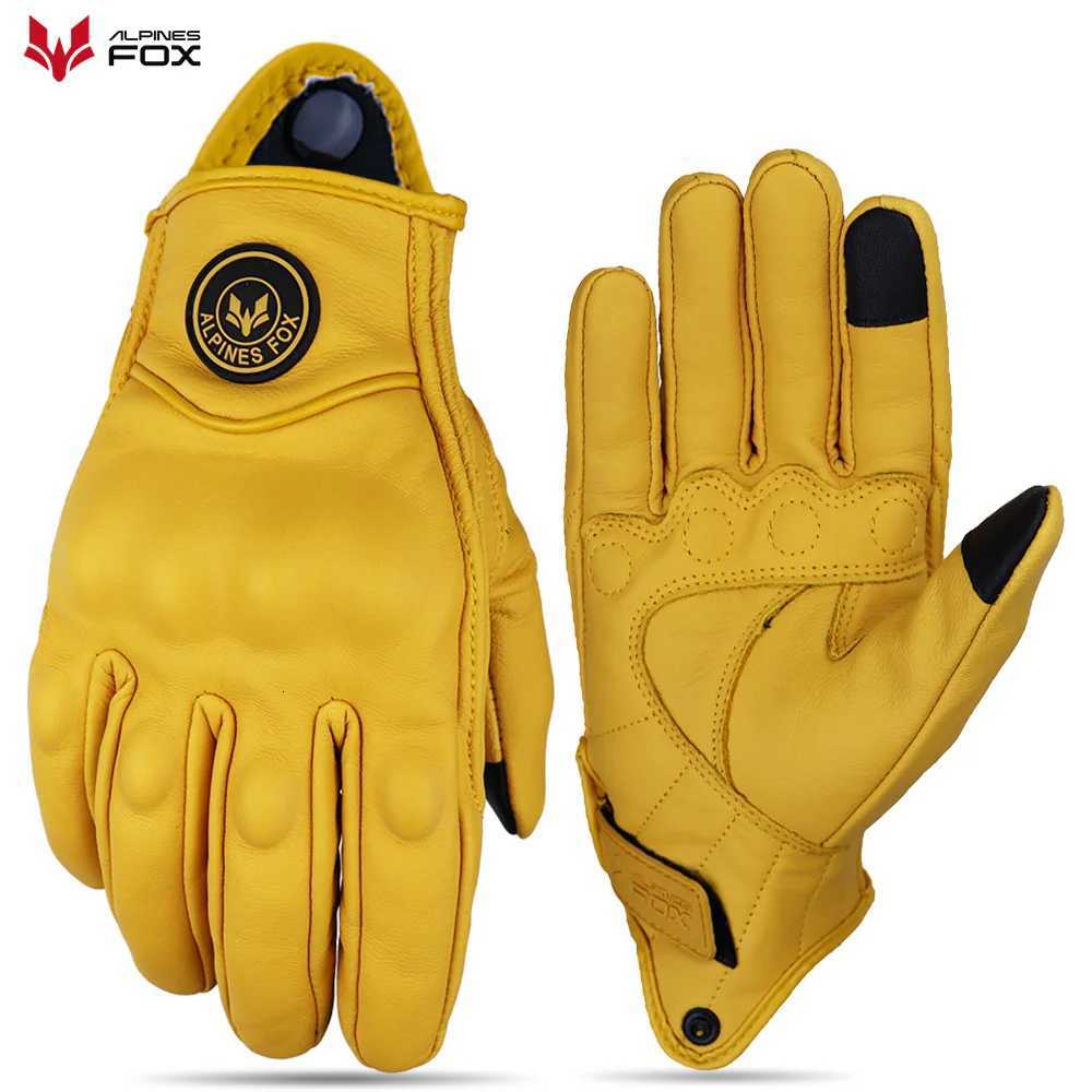 Vinatge Goatskin Motorcycle Gloves Summer Men Yellow Retro Leather Motorcyclist Guantes Motorbike Motocross Glove MXXL Z251018