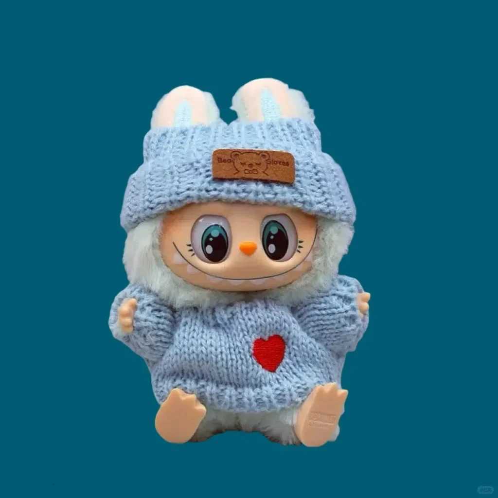 17cm Labubu Clothes Knitted Twopiece Fashion Doll Clothing Set Sweater and Accessories Winter Clothing Matching and DressingT251018