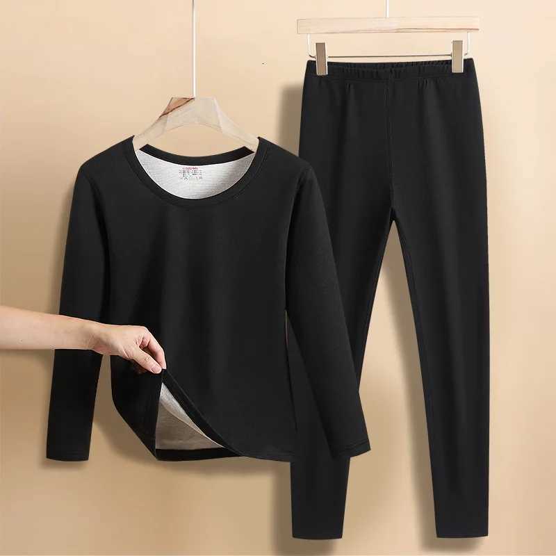 2Pcs Set Round Neck Thickened Solid Long Johns 2025 Woman Base Layer Pajama Warm Winter Clothes Inner Wear Thermal Pants Suit T251018