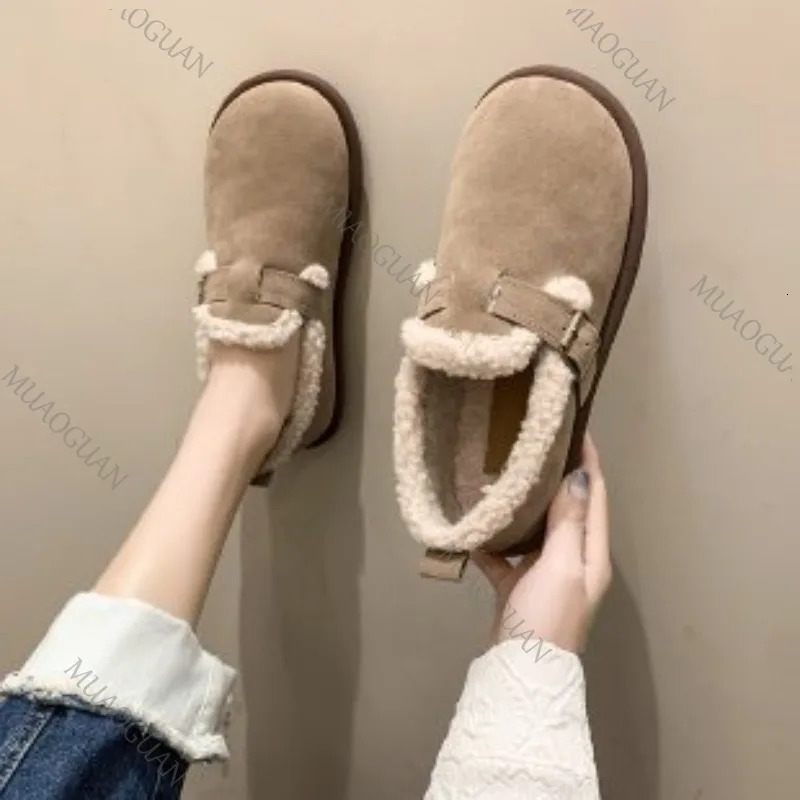 Women Winter Cotton Shoes Outdoor Fashion Fur Fluffy Flats Shoe Casual Slip on Flat Bottom Ladies Warm Round Toe Casual Sneakers 251013
